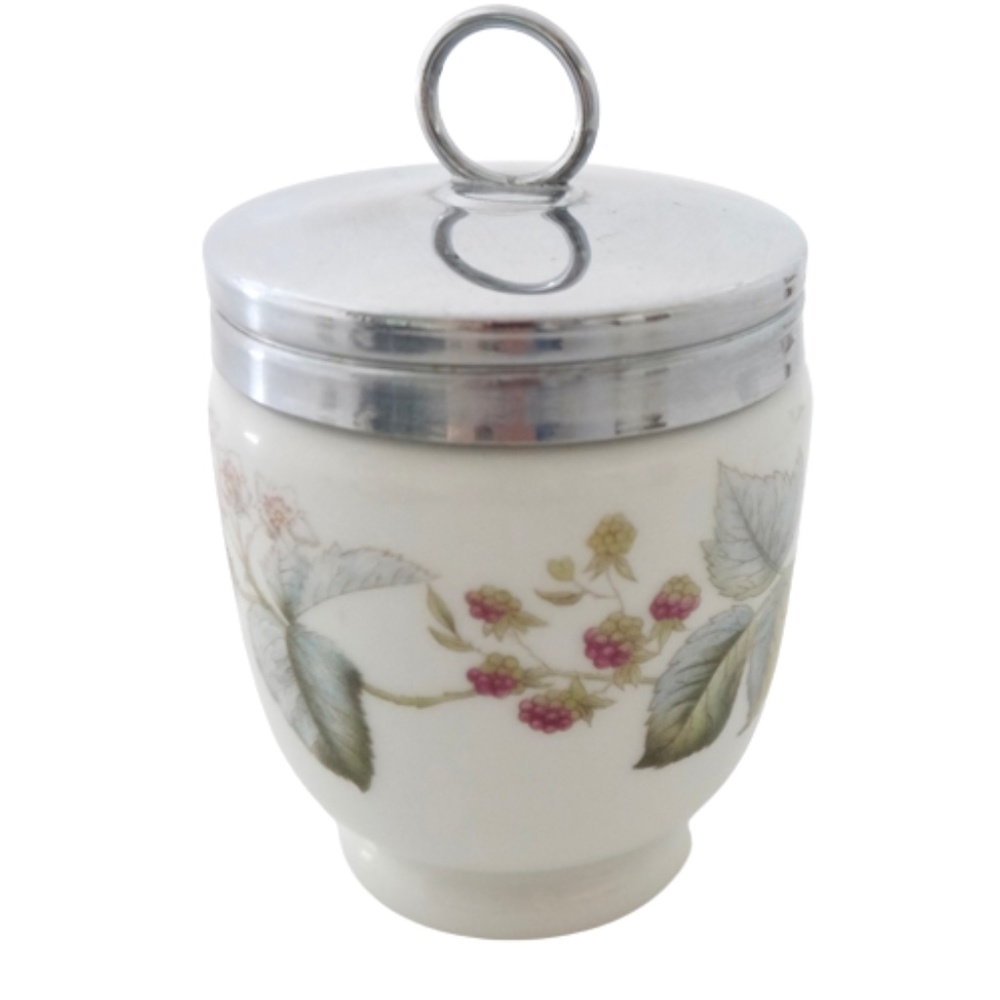 VINTAGE 1940s Royal Worcester Porcelain EGG CODDLER JAR /LAVINIA BERRIES PATTERN